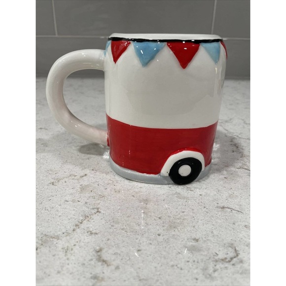 RV Camper Trailer Retro Mug Boston Warehouse Red White Blue Holiday Ceramic - Picture 3 of 8